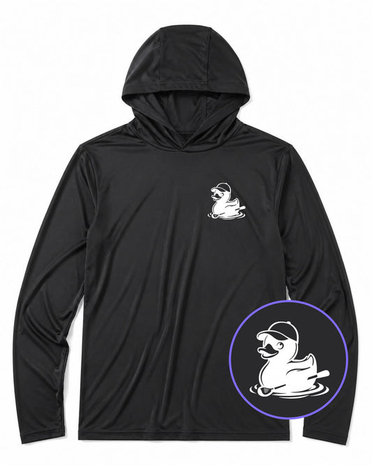 Black Rubber Duck With Golf Club Men's Lightweight Performance Golf Hoodie