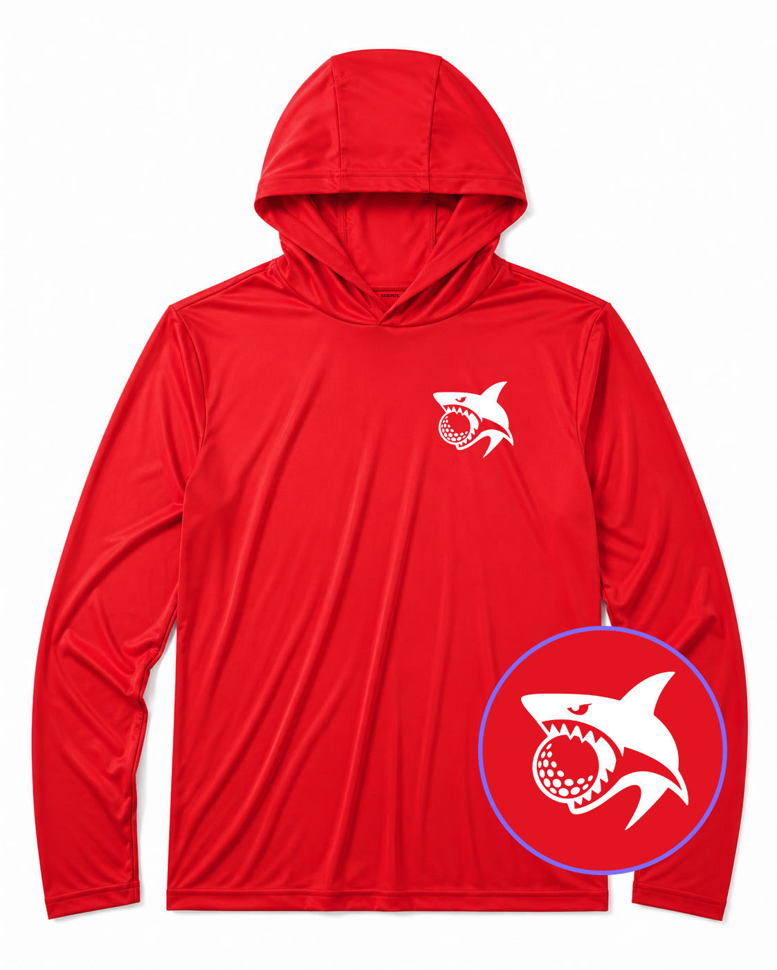 Red Shark Biting Golf Ball Men's Lightweight Performance Golf Hoodie
