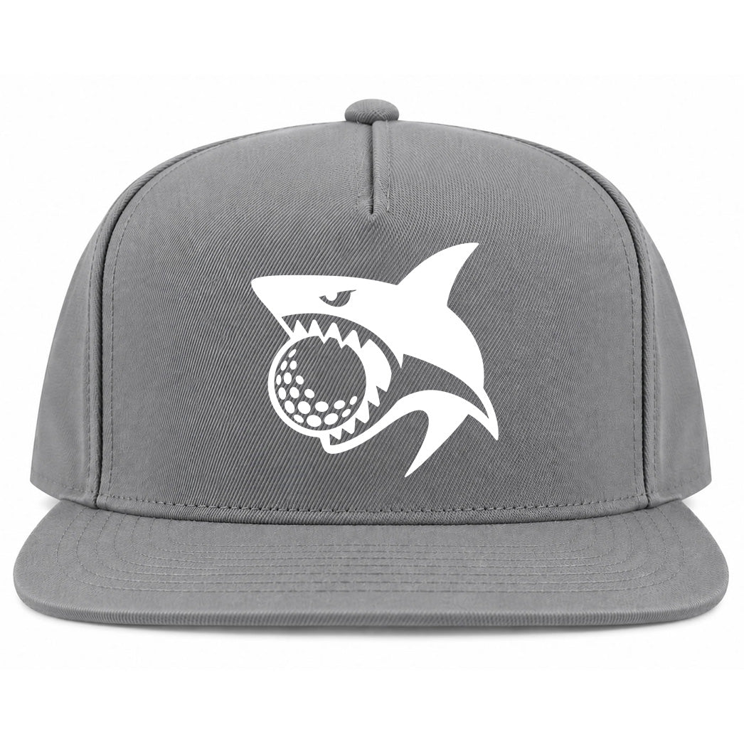 Grey Shark Biting Golf Ball Golf Snapback Hat