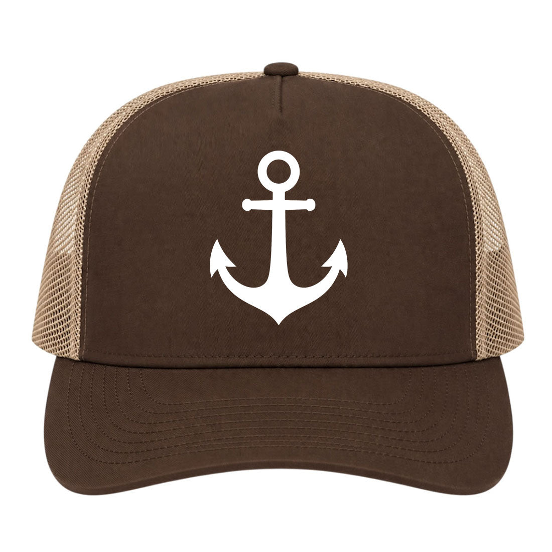 Brown Ship Anchor Golf Trucker Hat