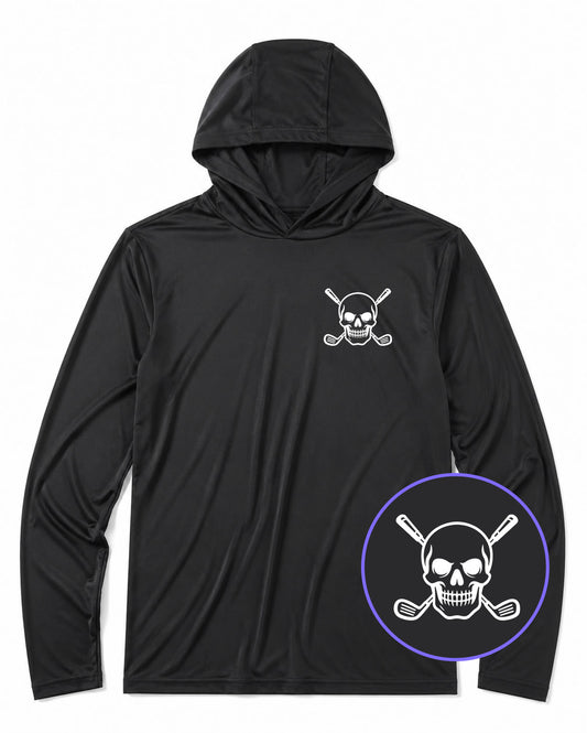 Black Skull And Golf Clubs Alternative Men's Lightweight Performance Golf Hoodie