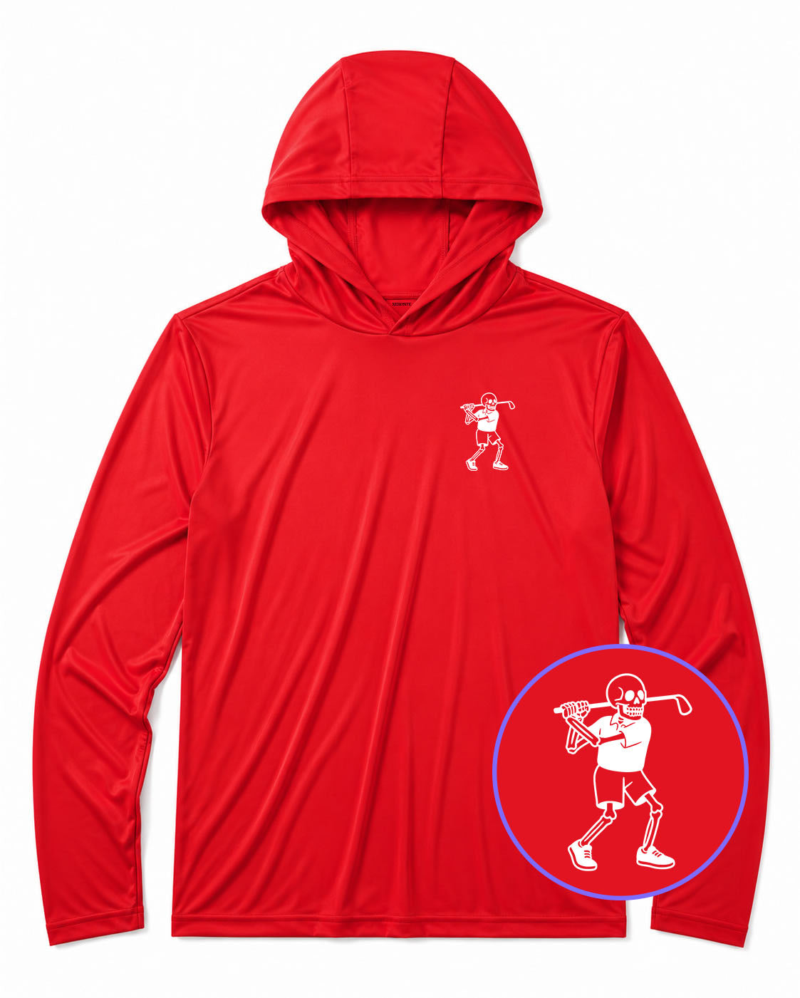 Red Skull Skeleton Golfer Men's Lightweight Performance Golf Hoodie