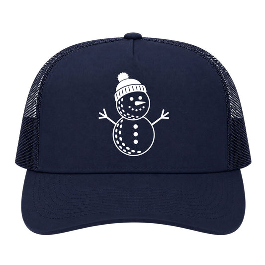 Navy Blue Snowman Golf Trucker Hat