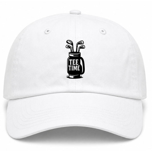 White Tee Time Golf Clubs Golf Dad Hat