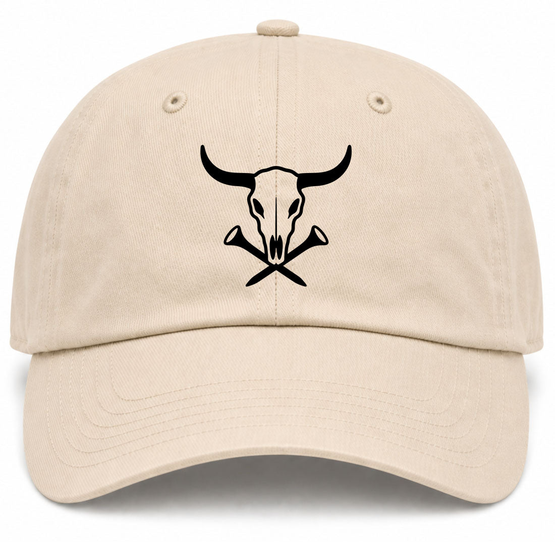 Beige Texas Cattle Skull Golf Dad Hat