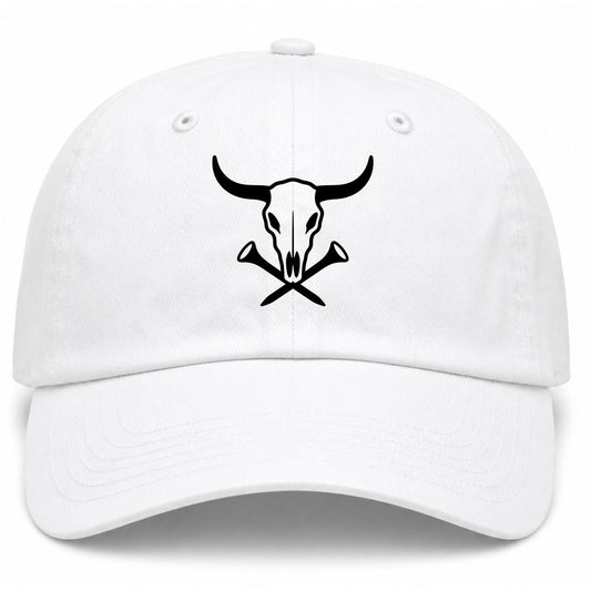 White Texas Cattle Skull Golf Dad Hat