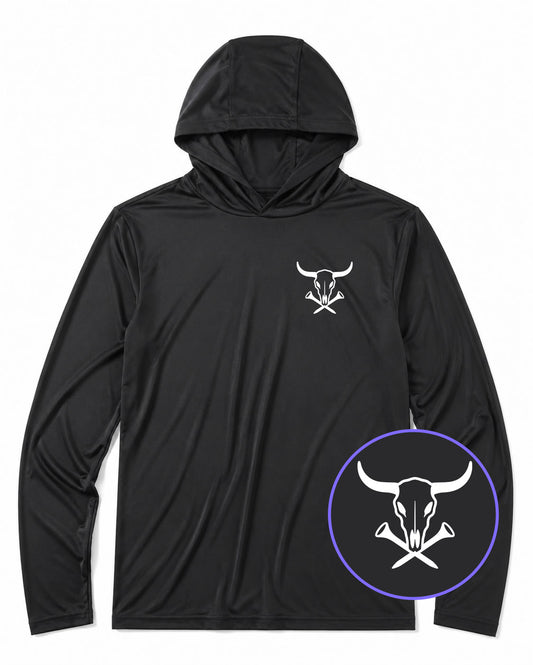Black Texas Cattle Skull Men's Lightweight Performance Golf Hoodie