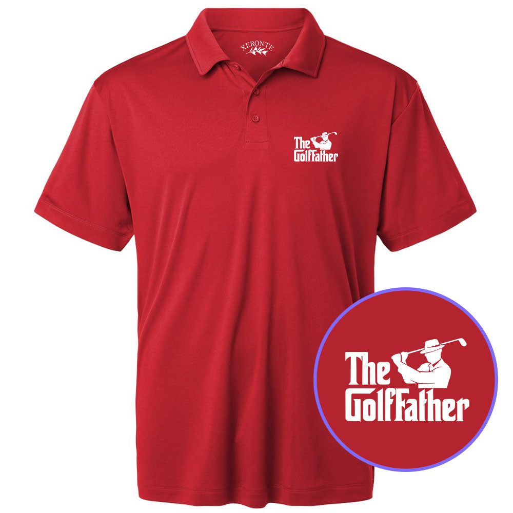Red The Golf Father Funny Men's Golf Polo Shirt