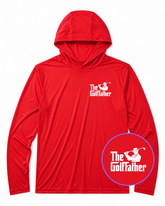 Red The Golf Father Funny Men's Lightweight Performance Golf Hoodie