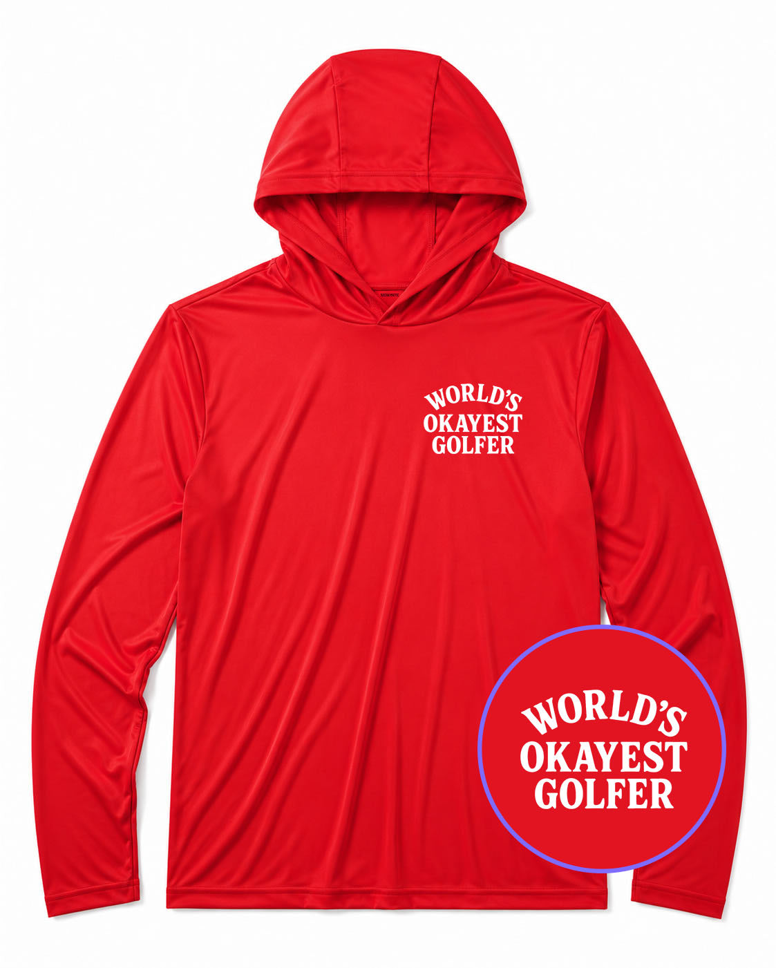 Red Worlds Okayest Golfer Men's Lightweight Performance Golf Hoodie