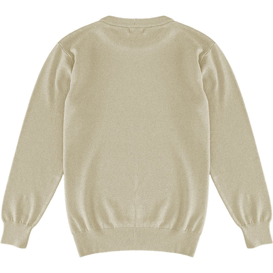 Beige Oatmeal Mens Knit Classic Crewneck Sweater Back