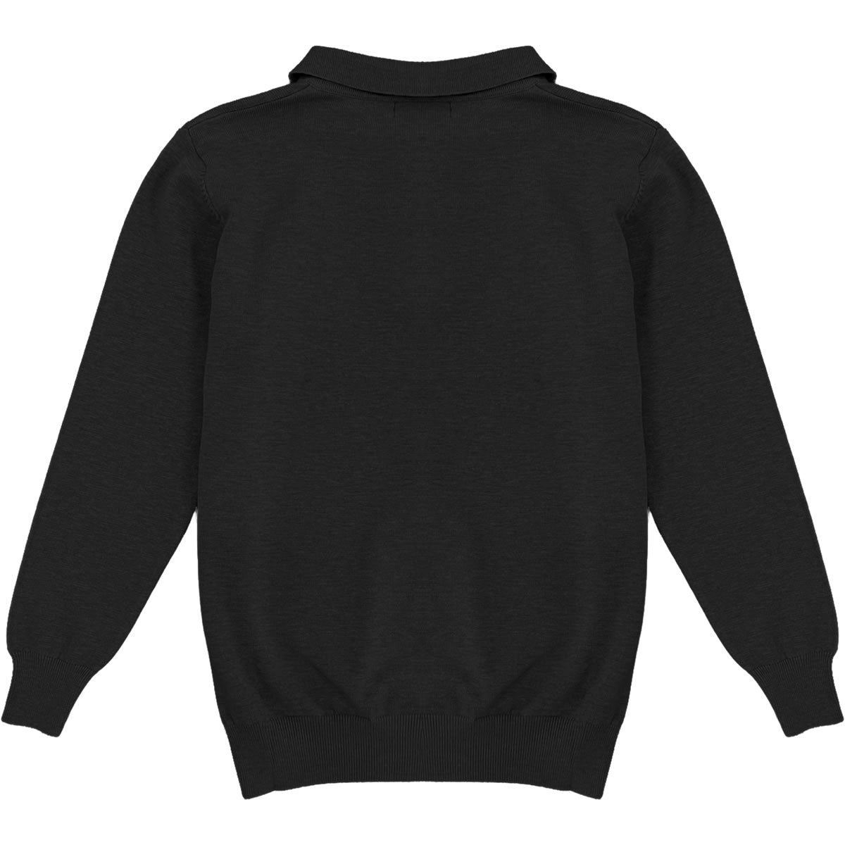 Black Mens Knit Long Sleeve Sweater Polo Shirt Back