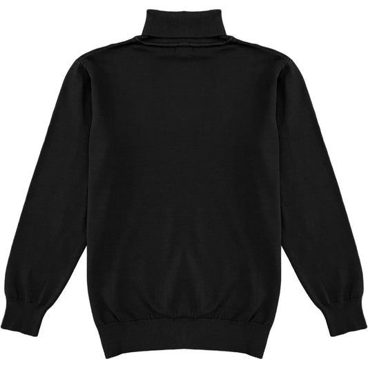 Black Mens Long Sleeve Knit Turtleneck Sweater Back