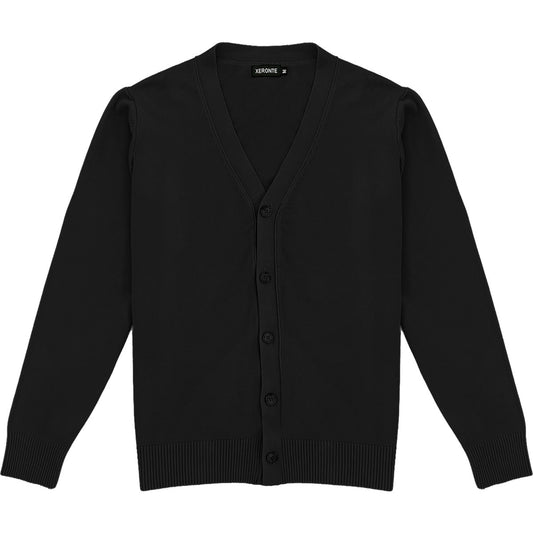 Black Mens V-Neck Button Down Cardigan Sweater