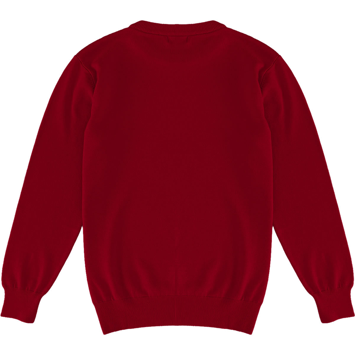 Burgundy Red Mens Knit Classic Crewneck Sweater Back