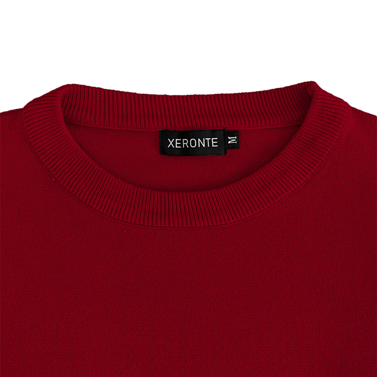 Xeronte Burgundy Red Mens Knit Classic Crewneck Sweater