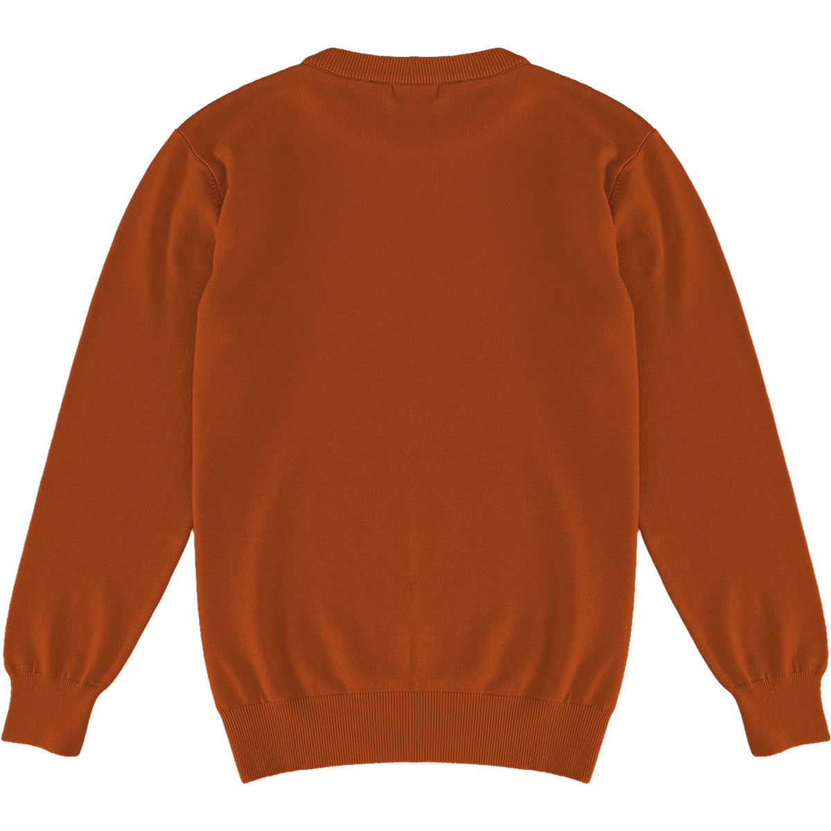 Burnt Orange Mens Knit Classic Crewneck Sweater Back