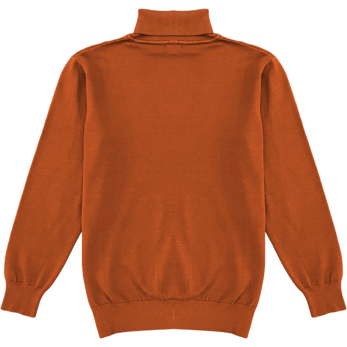 Burnt Orange Mens Long Sleeve Knit Turtleneck Sweater Back