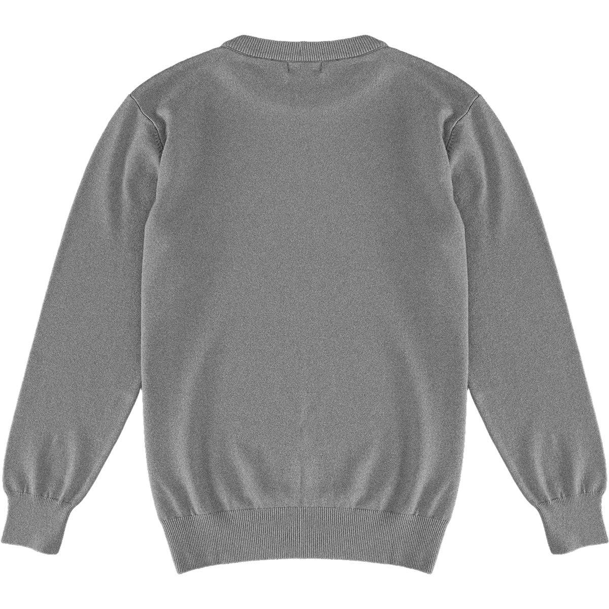 Dark Heather Grey Mens Knit Classic Crewneck Sweater Back