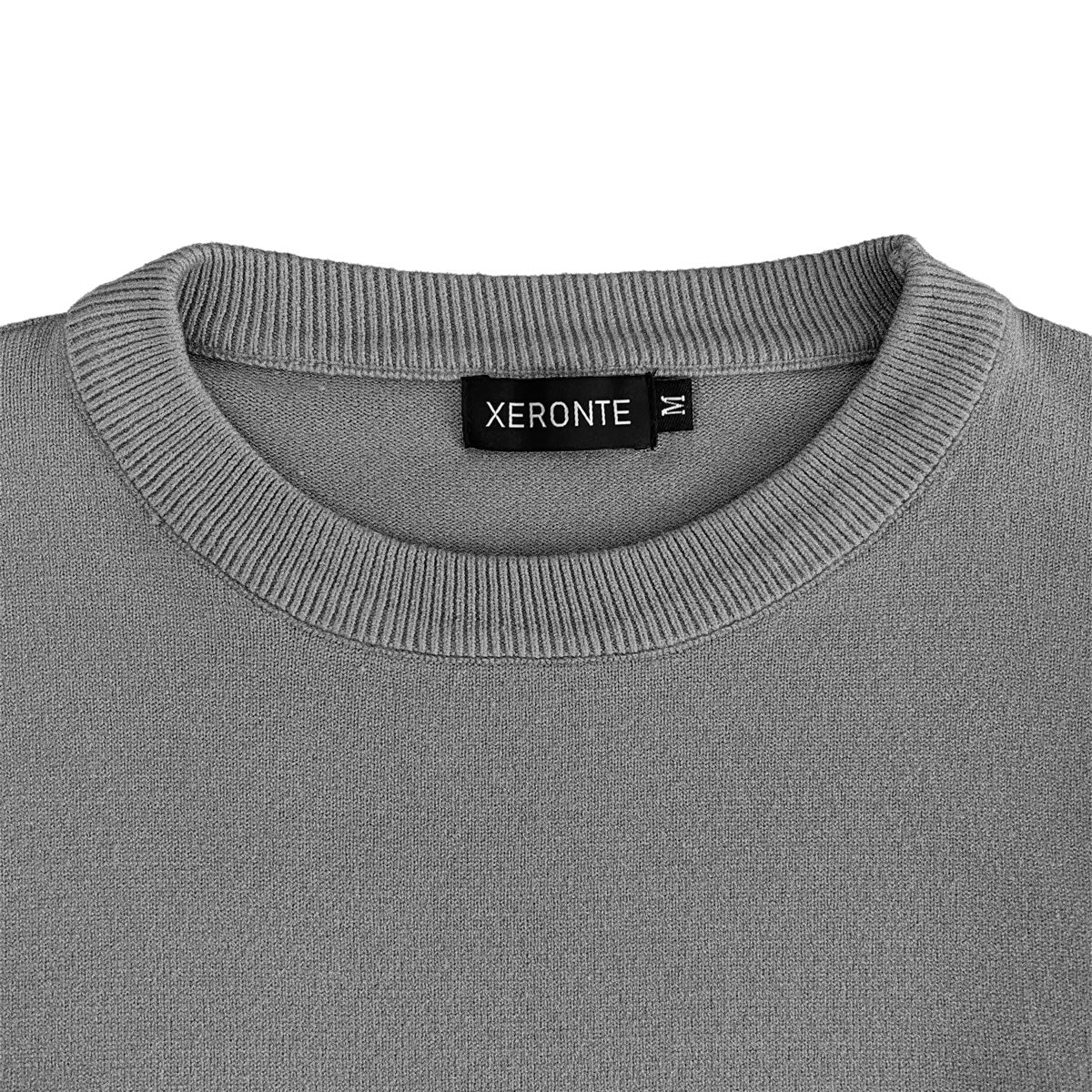 Xeronte Dark Heather Grey Mens Knit Classic Crewneck Sweater
