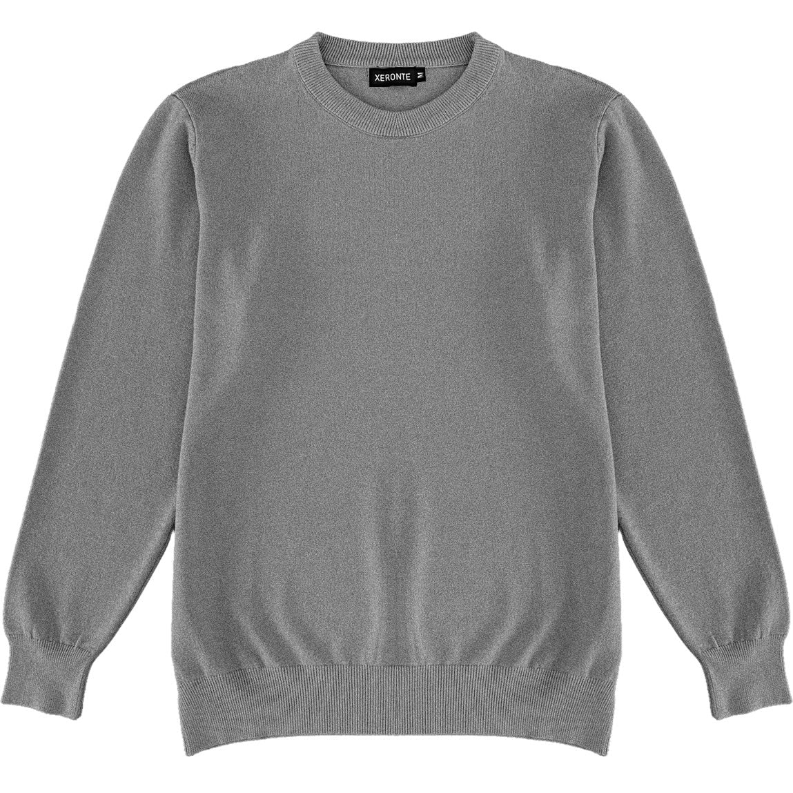 Dark Heather Grey Mens Knit Classic Crewneck Sweater