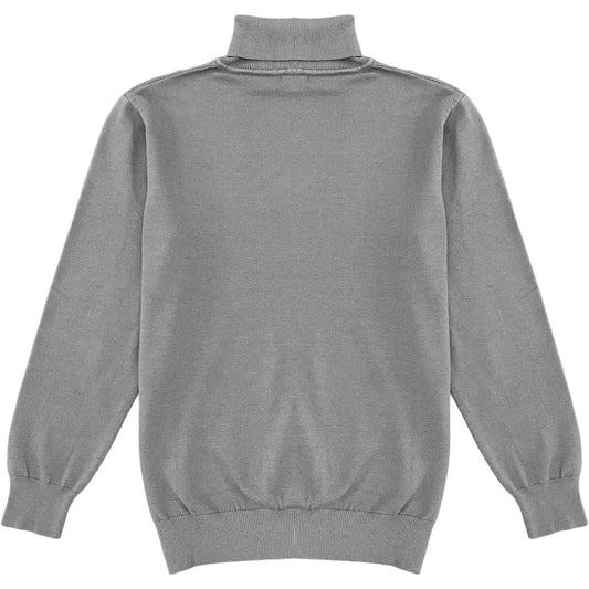 Dark Heather Grey Mens Long Sleeve Knit Turtleneck Sweater Back