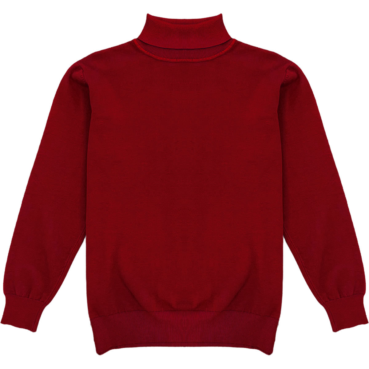 Dark Red Mens Long Sleeve Knit Turtleneck Sweater