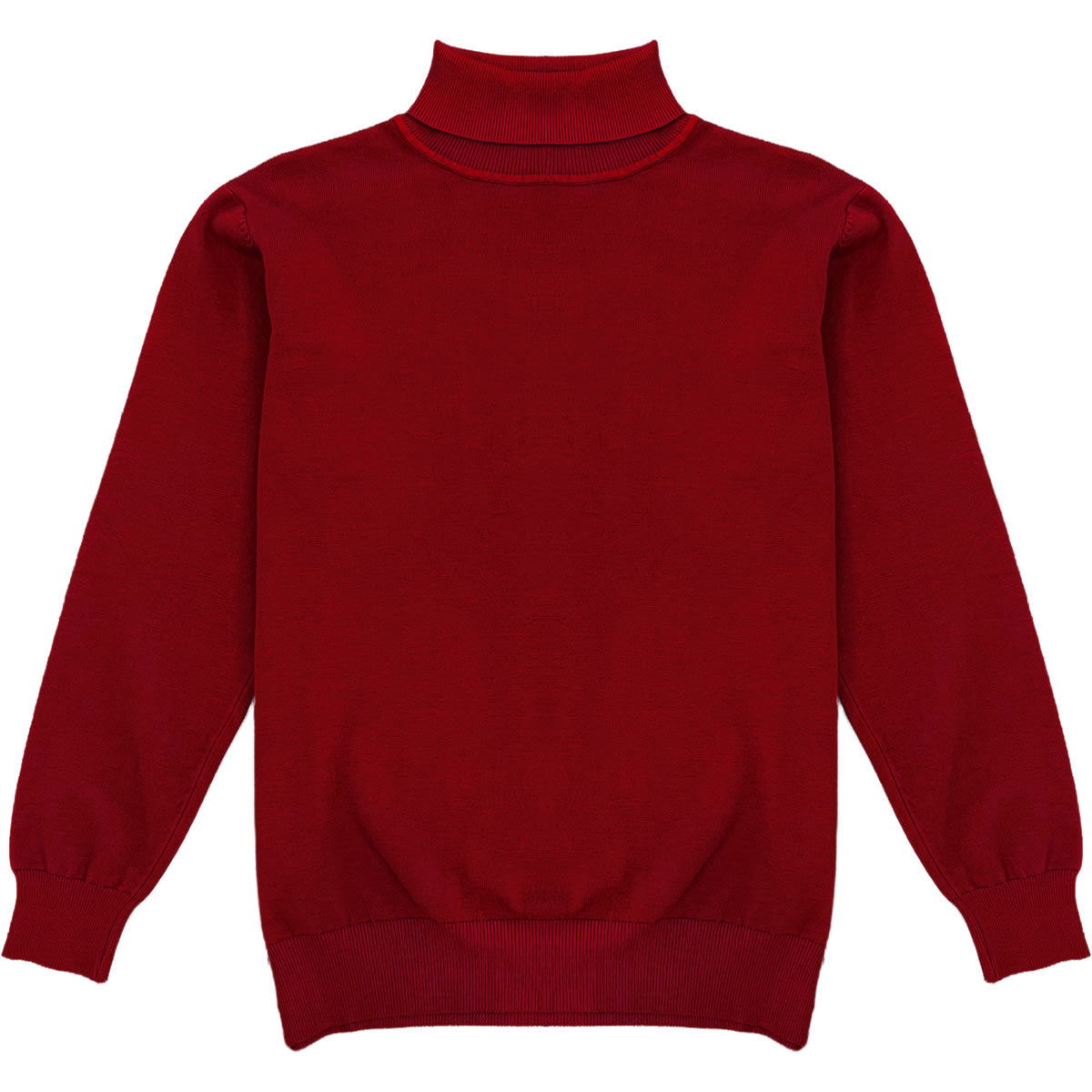 Dark Red Mens Long Sleeve Knit Turtleneck Sweater