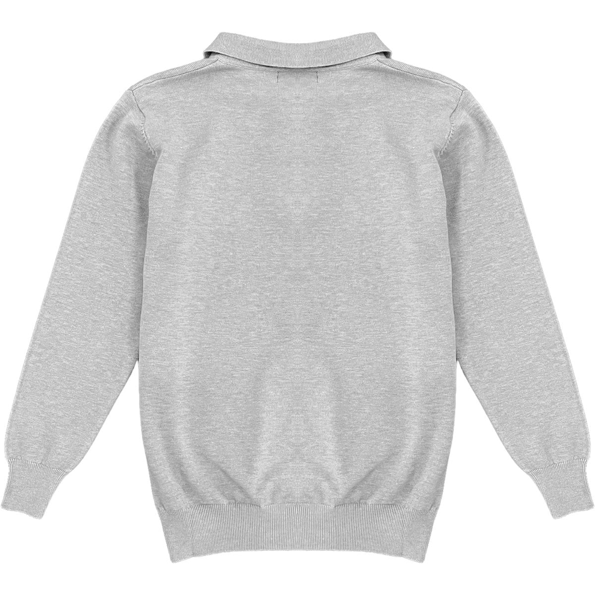 Heather Grey Mens Knit Long Sleeve Sweater Polo Shirt Back