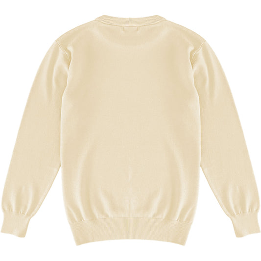 Ivory Cream Mens Knit Classic Crewneck Sweater Back