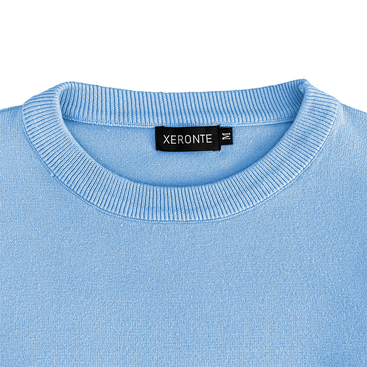 Xeronte Light Baby Blue Mens Knit Classic Crewneck Sweater