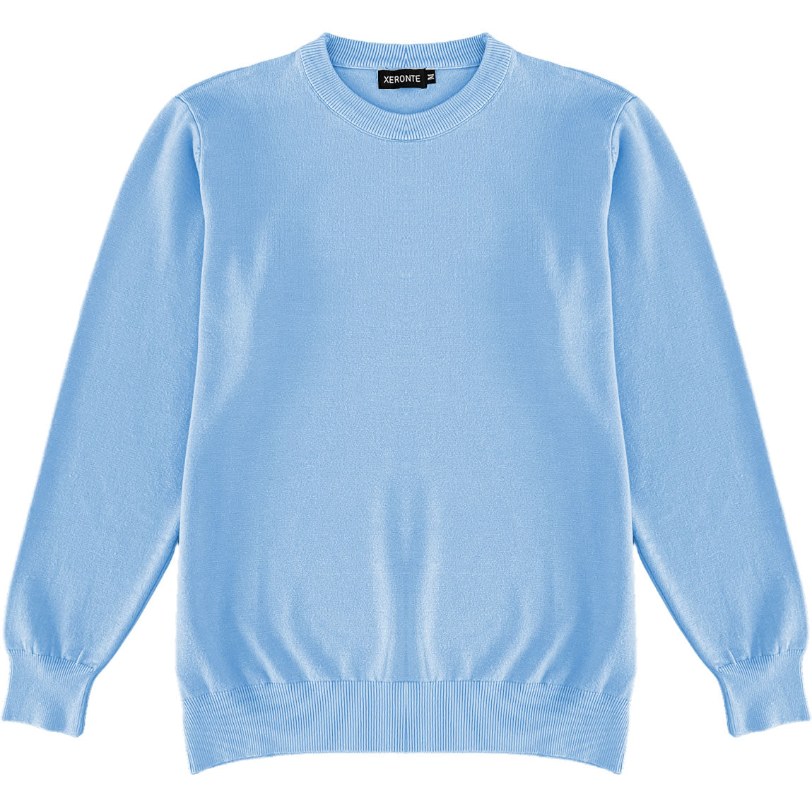 Light Baby Blue Mens Knit Classic Crewneck Sweater