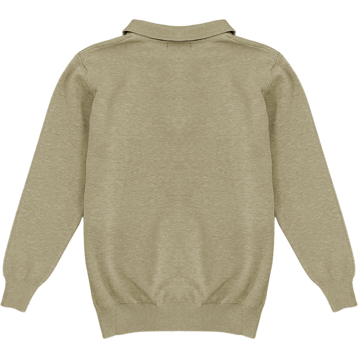 Light Brown Mens Knit Long Sleeve Sweater Polo Shirt Back