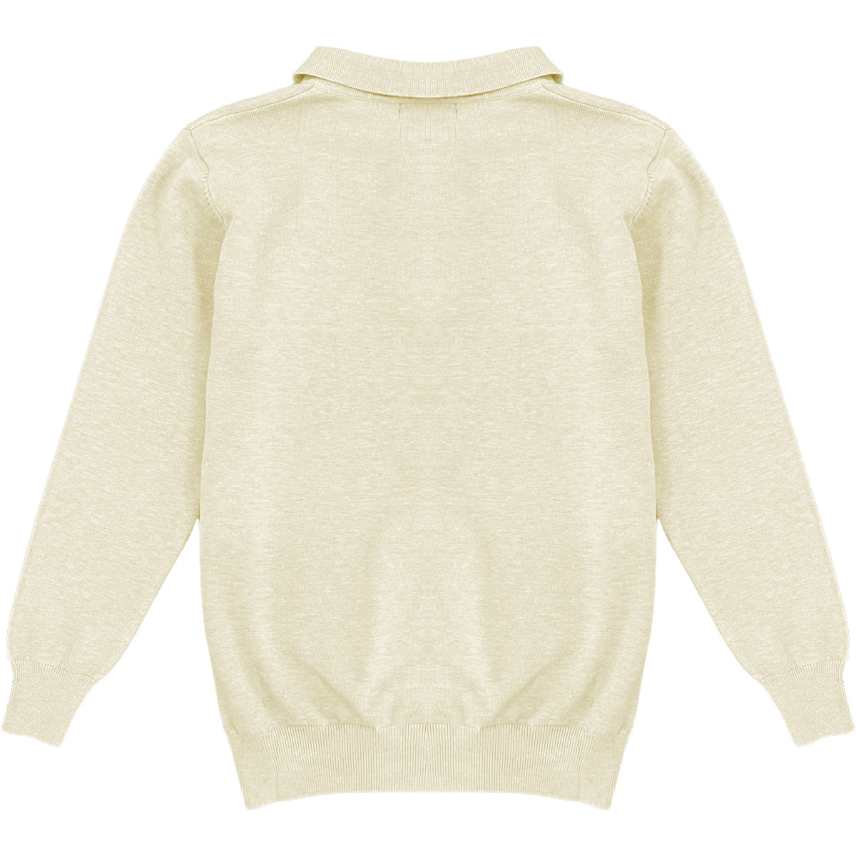 Light Cream Mens Knit Long Sleeve Sweater Polo Shirt