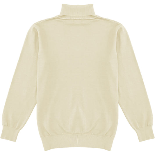 Light Cream Mens Long Sleeve Knit Turtleneck Sweater