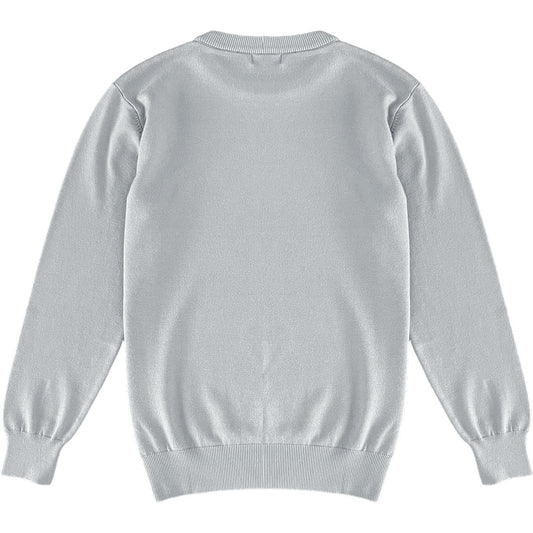 Light Grey Mens Knit Classic Crewneck Sweater Back