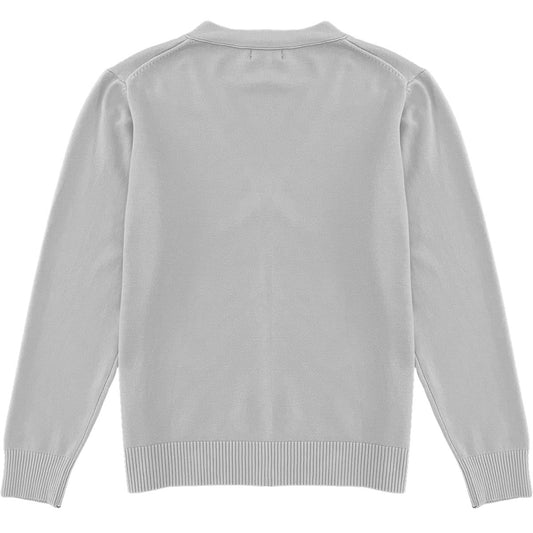 Light Grey Mens V-Neck Button Down Cardigan Sweater