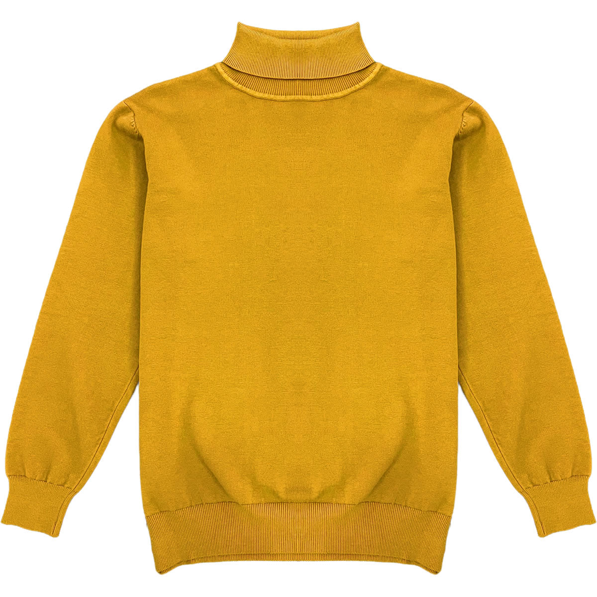 Mustard Yellow Mens Long Sleeve Knit Turtleneck Sweater