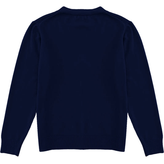 Navy Blue Mens V-Neck Button Down Cardigan Sweater Back