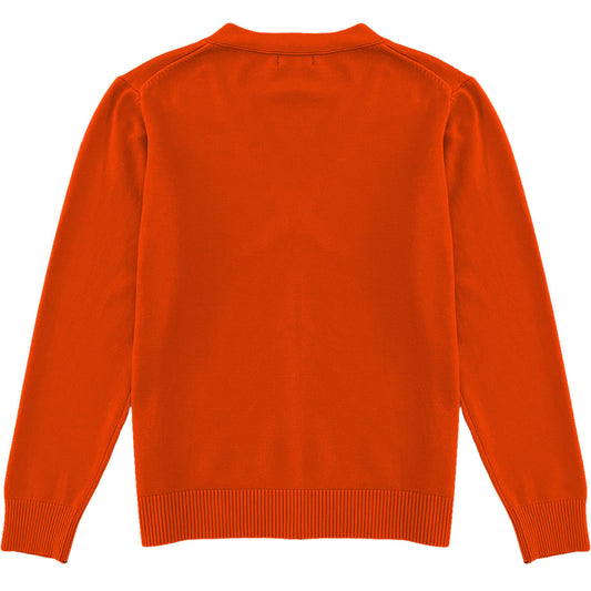 Orange Mens V-Neck Button Down Cardigan Sweater Back