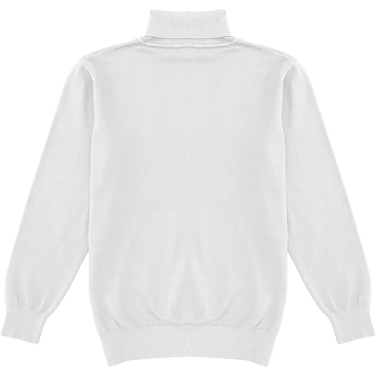 White Mens Long Sleeve Knit Turtleneck Sweater