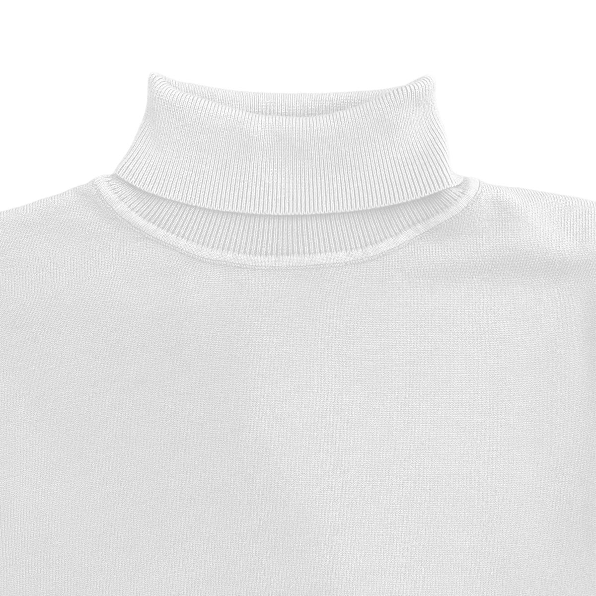 White Mens Long Sleeve Knit Turtleneck Sweater Xeronte