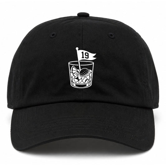 Black 19th Hole And Drinks Golf Dad Hat