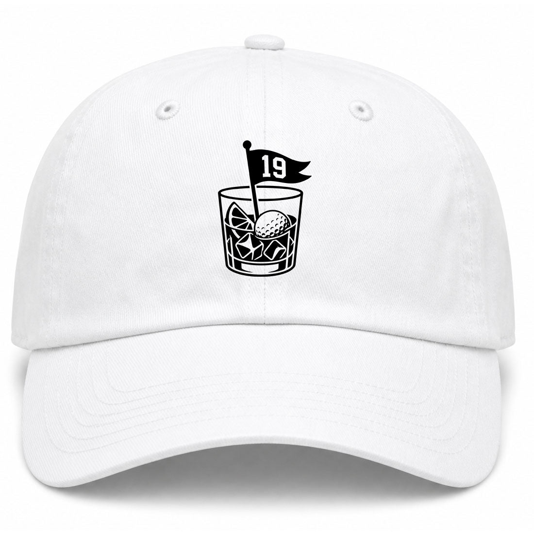 White 19th Hole And Drinks Golf Dad Hat