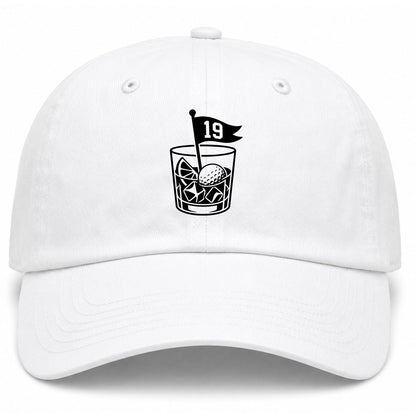 White 19th Hole And Drinks Golf Dad Hat