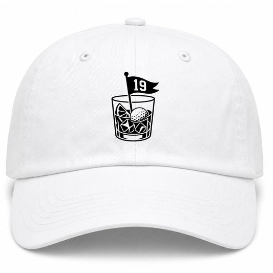 White 19th Hole And Drinks Golf Dad Hat