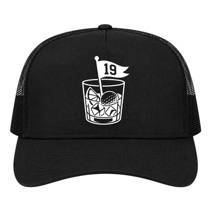 Black 19th Hole And Drinks Golf Trucker Hat