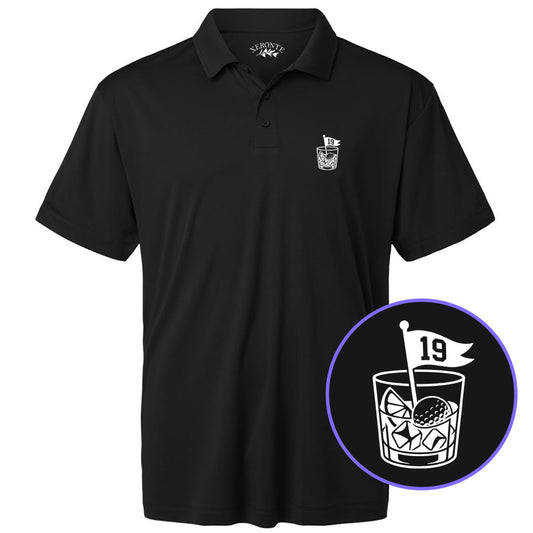 Black 19th Hole And Drinks Men's Golf Polo Shirt