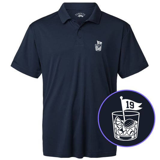 Navy Blue 19th Hole And Drinks Men's Golf Polo Shirt