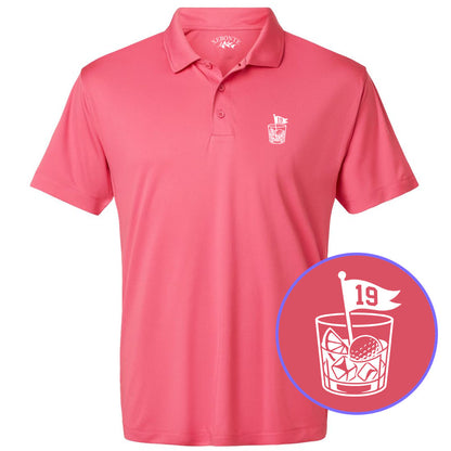 Pink 19th Hole And Drinks Men's Golf Polo Shirt